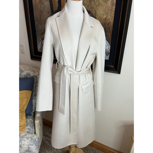 Quince Jackets & Blazers - New Women's Quince Ivory 100% Cashmere Double-Faced Wrap Coat M